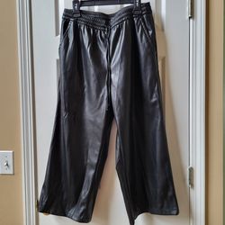 Gap Faux Leather Pants Black Pull on high rise size L NWT