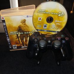 Sony DualShock Official PlayStation Three Controller Plus Call Of Duty Modern Warfare 2 Plus Charge Cord All In Excellent To New Condition Tested Clea