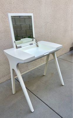 CRATE & BARREL PARIS DESK VANITY CREAM SHADE HEAVY DUTY BEAUTIFUL CONDITION!