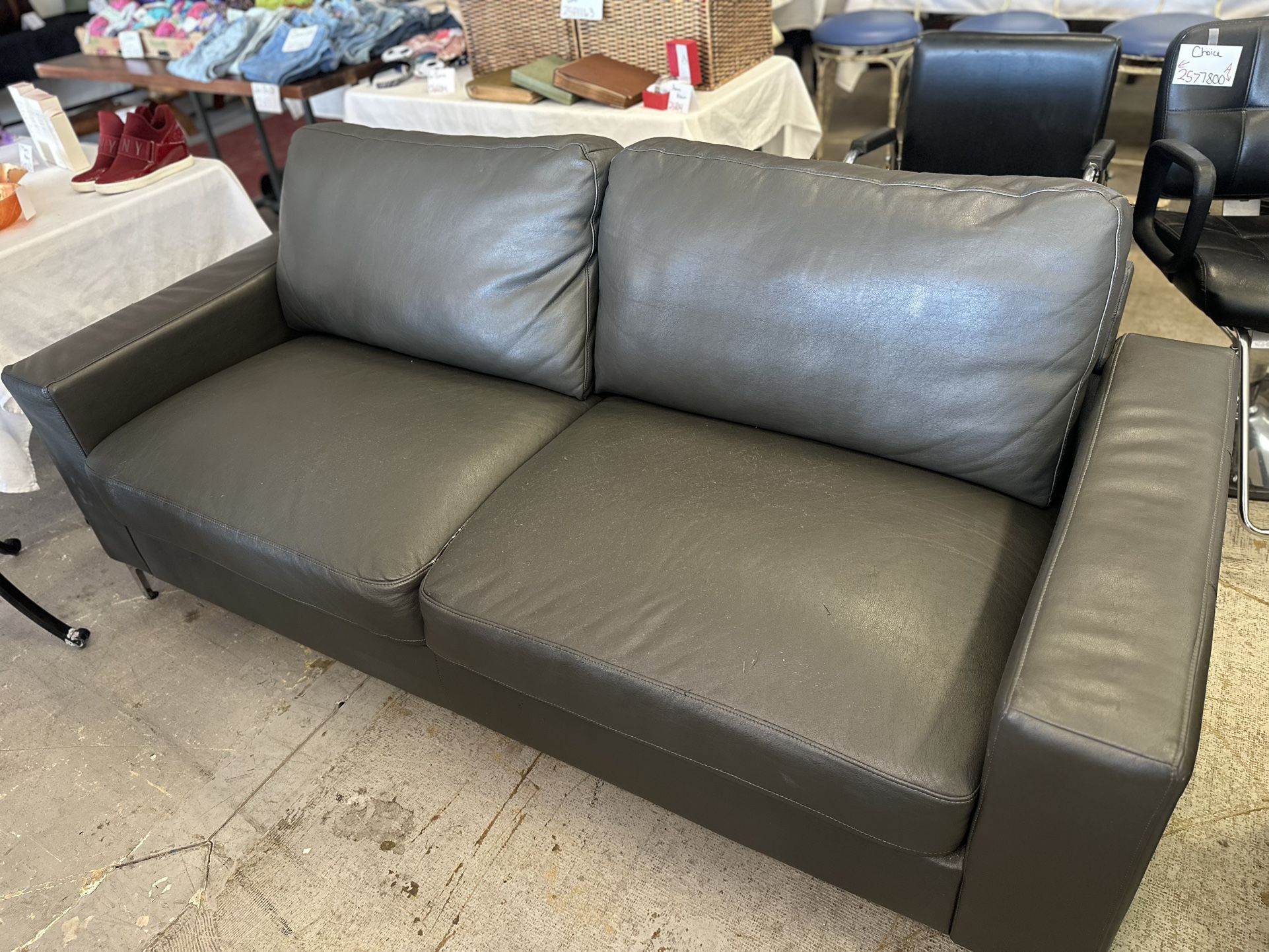 Gray Leather Sofa