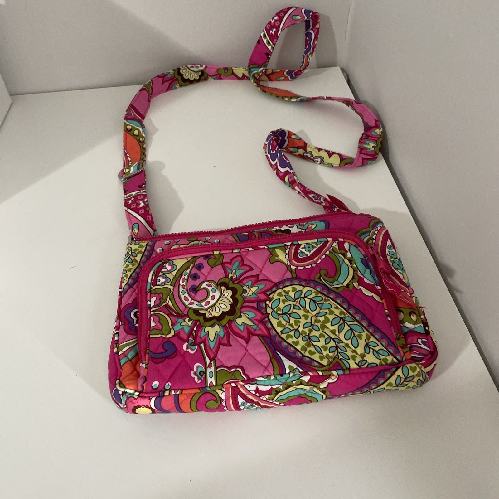 Vera Bradley Hipster Triple Zip Crossbody Bag, Pink Swirls Great Condition!!