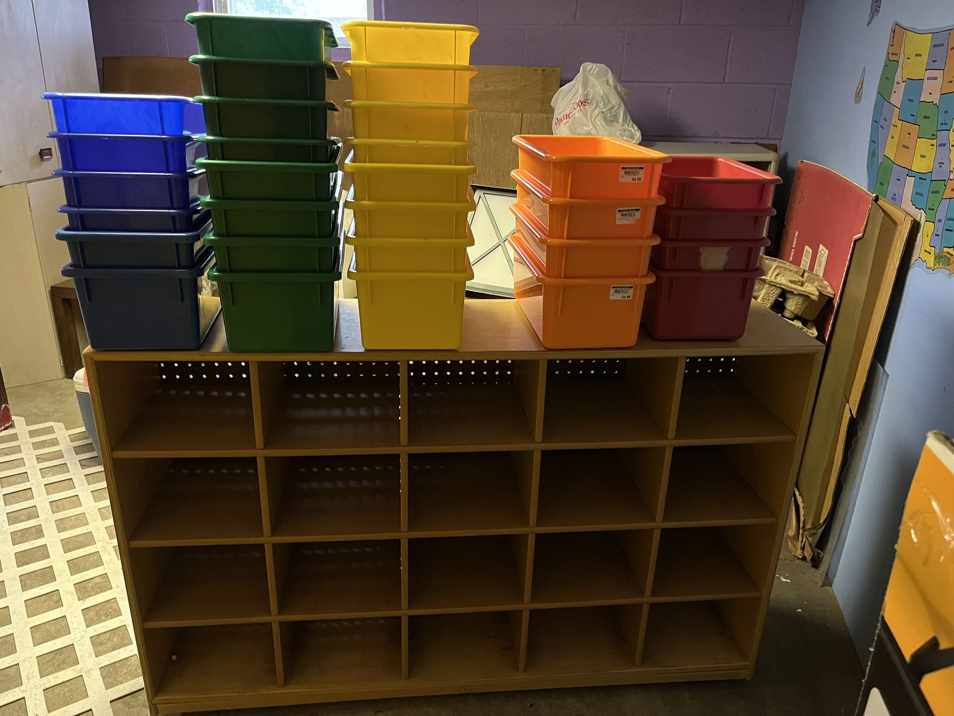 20 Square Storage Shelves With Multicolored Containers