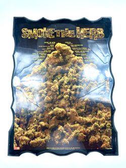 Smoke The Herb Original Promotional Poster 1995 Enameled Wood