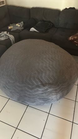giant grey , foam filled bean bag chair