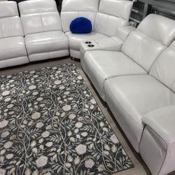 SECTIONAL GENUINE LEATHER RECLINER ELECTRIC WHITE COLOR.. 💥✅🚛DELIVERY SERVICE AVAILABLE 💥✅🚛💥
