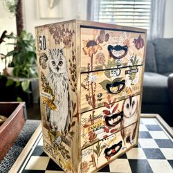 Owl Lovers fall Decor Mini Drawers Jewelry/stationary Armoire Box 