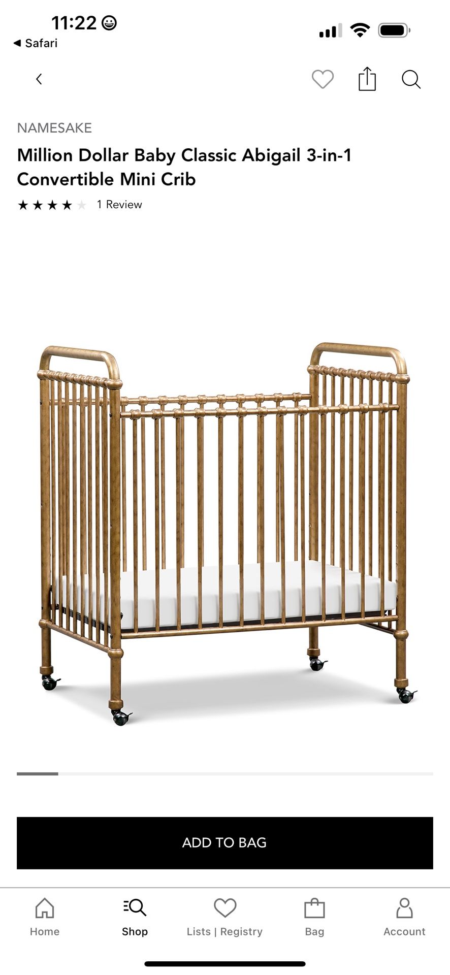 Million Dollar Baby Abigail Classic 3-in-1 Convertible Mini Crib