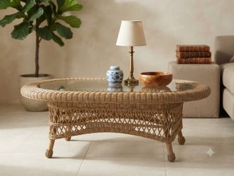 Wicker Coffee Table w/ Glass Too