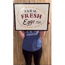 NEW Farm Fresh Eggs 25 cents Metal Sign 15.5" x 19" Kitchen Interior Wall Farm Ranch Tin 15.5 In x 19 in