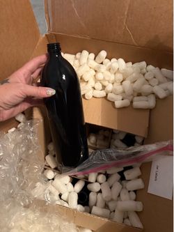 New Large black glass bottles with lids and labels
