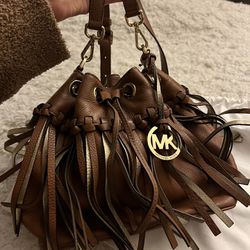 Michael Kors Brown Leather Fringe Crossbody Bag