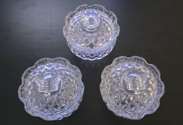 3 Crystal Butterfly Candy Dishes 