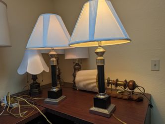 Pair of Marble Look Table Lamps