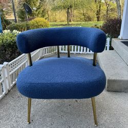 New Blue Boucle Barrel Chair 