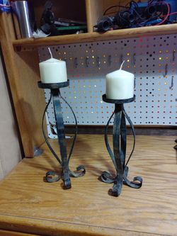 Rubbed Bronze Candle Holders 