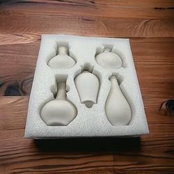 Ceramic Vase Set of 5 - White Ceramic Vase - Small vases for Decor or Flowers