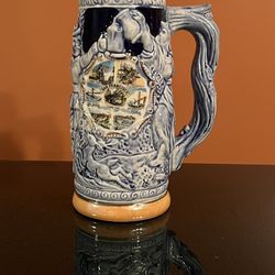 Vintage SNCO Imports San Francisco Blue Beer Stein Gold Accents Made In Japan
