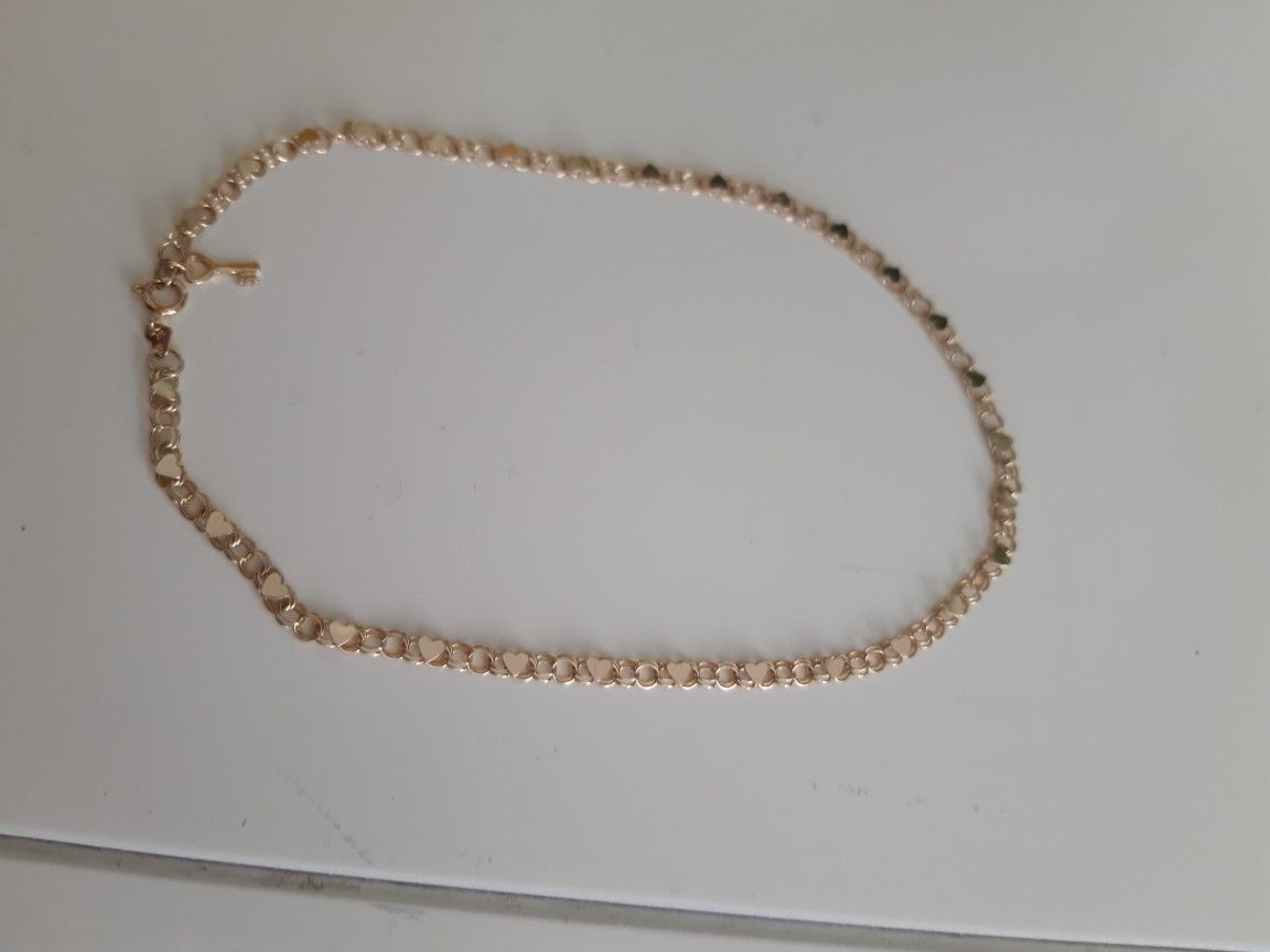14k Real Gold Hearts Anklet, Never Used, 3gr.