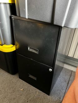 Black 2-Drawer Metal Filing Cabinet with Lock
