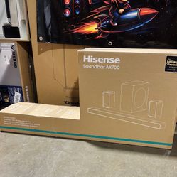 Hisense AX700 5.1.4 Ch. Dolby Atmos Soundbar System w/ Wireless Subwoofer & Rear Speakers – 570W Peak Power