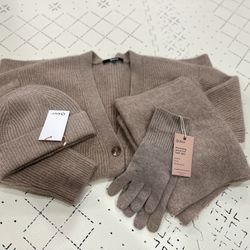 Quince 100% Cashmere Winter Cardigan & Accessories