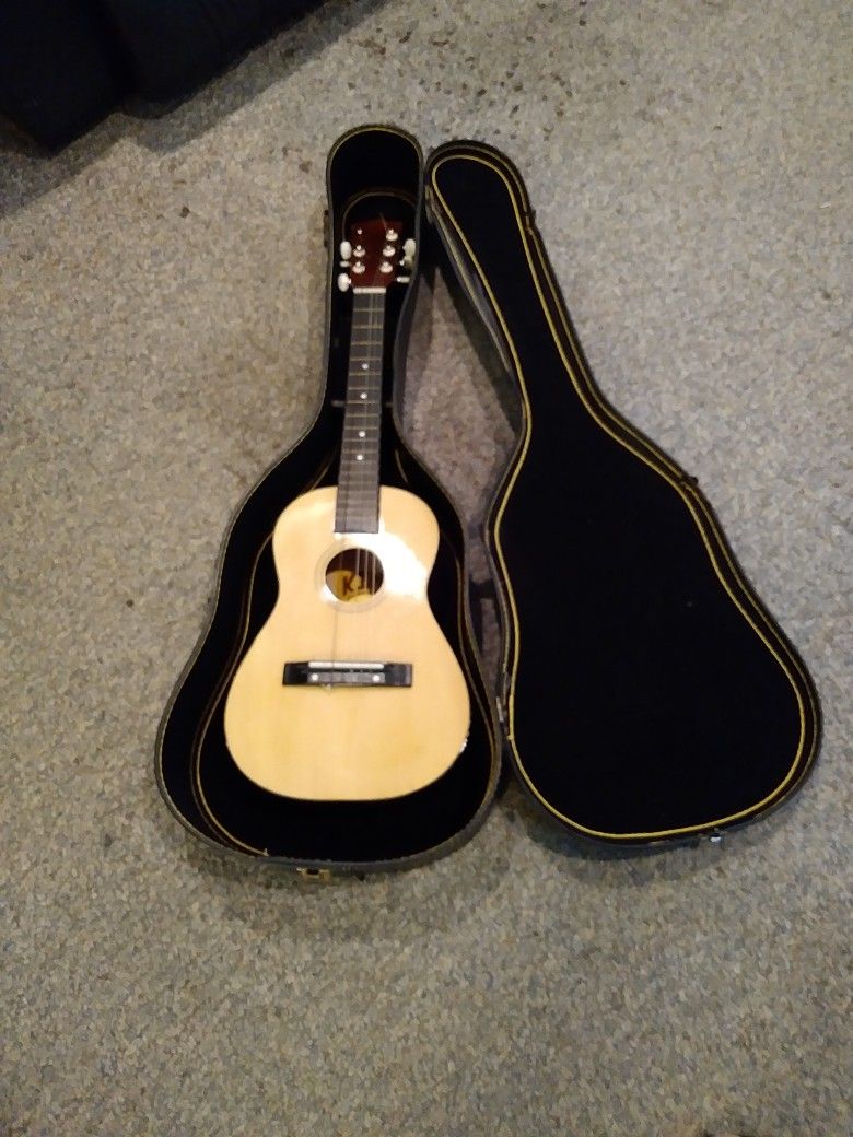 Vintage. Kima. Travel Size Guitar. &. Case 65 Dollars Today