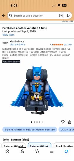Batman Car Seat