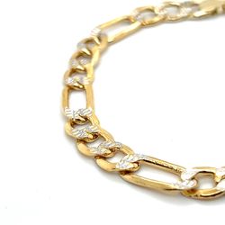 14kt Two Tone Hollow Figaro Pave 7.8mm 8” 158304 8