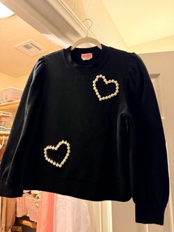 Kate Spade Black Pearl Heart Sweatshirt