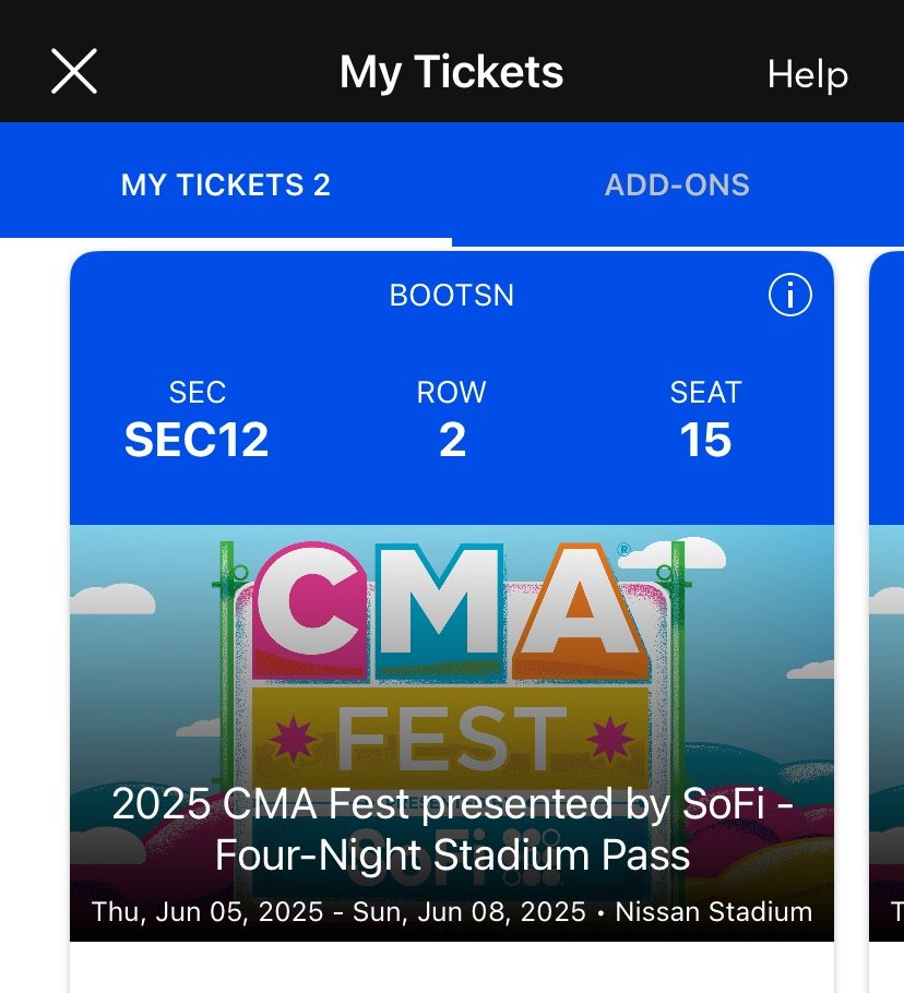 CMA Fest 2025 Great Floor Seats Nissan Stadium - 4 Days