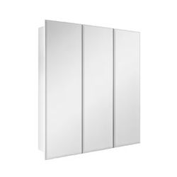 Glacier Bay 24.4 in. W x 25.2 in. H Rectangular Medicine Cabinet with Mirror in Silver with Adjustable Shelves
