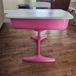 Pink and Gray refurbished school desk.
