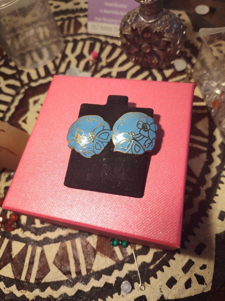 Vintage Blue Enamel Avon Earrings