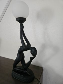 Large Vintage Art Deco Revival Style Nude Figure Table Lamp