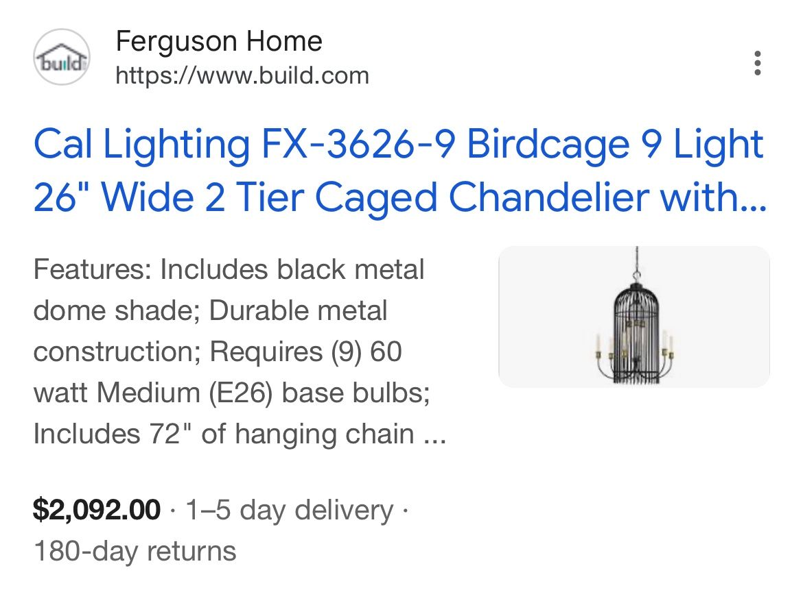 Cal Lighting FX-3626-9 Birdcage 9 Light 26"W 2 Tier Caged - MultiColor