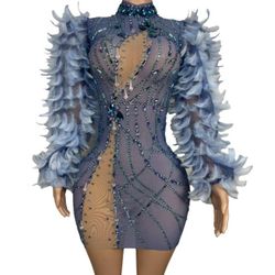 GEMINI DOVE BLUE LAVISH DRESS 