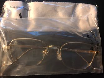Blue Light Blocker Eye Glasses Gold Frame 
