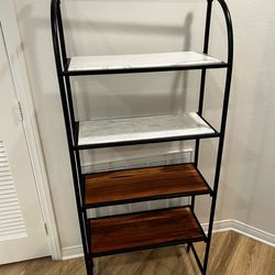 Marble + Wood Adjustable Shelf Unit with Black Hardware