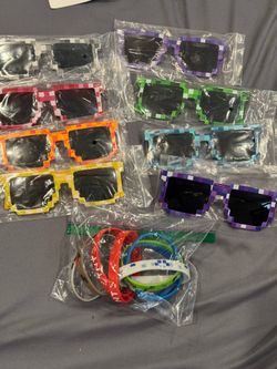 Minecraft Sunglasses Set of 8, & Bracelets Sealed Packages Party Favors Birthday  Gifts New