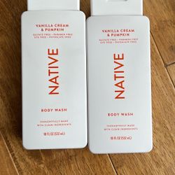 2 Native Vanilla Cream & Pumpkin Fragrance Body Wash