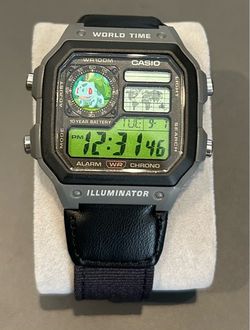 Pokémon Bulbasaur Casio AE-1200 World Time Custom Mod Brand New Box/Warranty