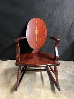 Antique Mahogany Federal / Hepplewhite Inlaid Rocking Chair – Oval Back