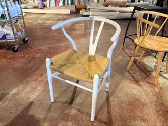 Two Tone Wishbone Chair in White and Natural