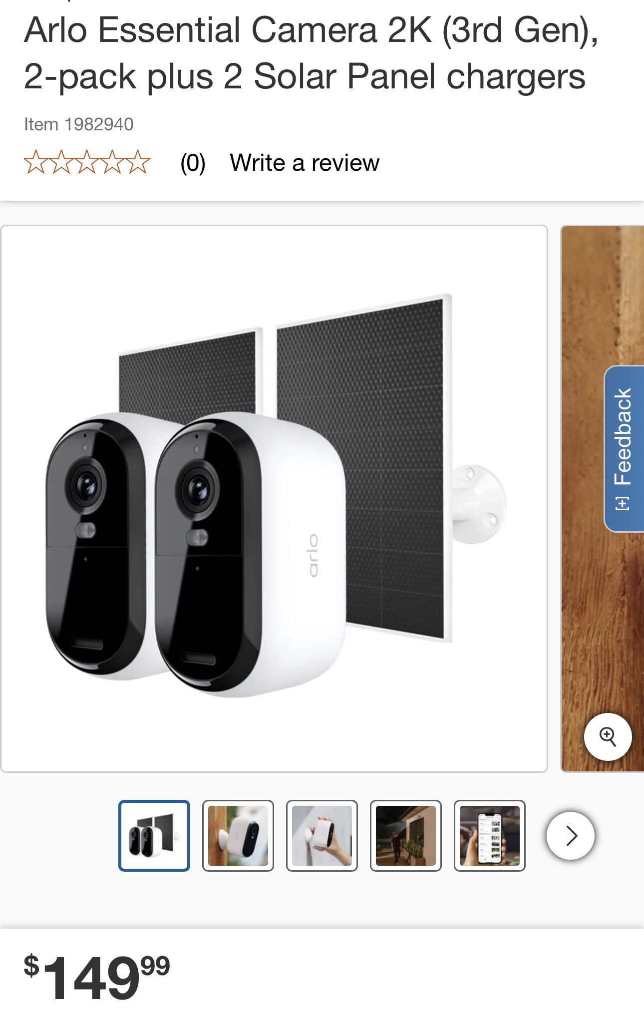 Arlo Essential Camera 2K (3rd Gen), 2-pack plus 2 Solar Panel chargers