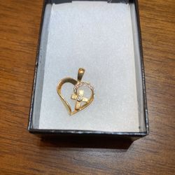 10k Real Gold Diamond Heart Pendant 