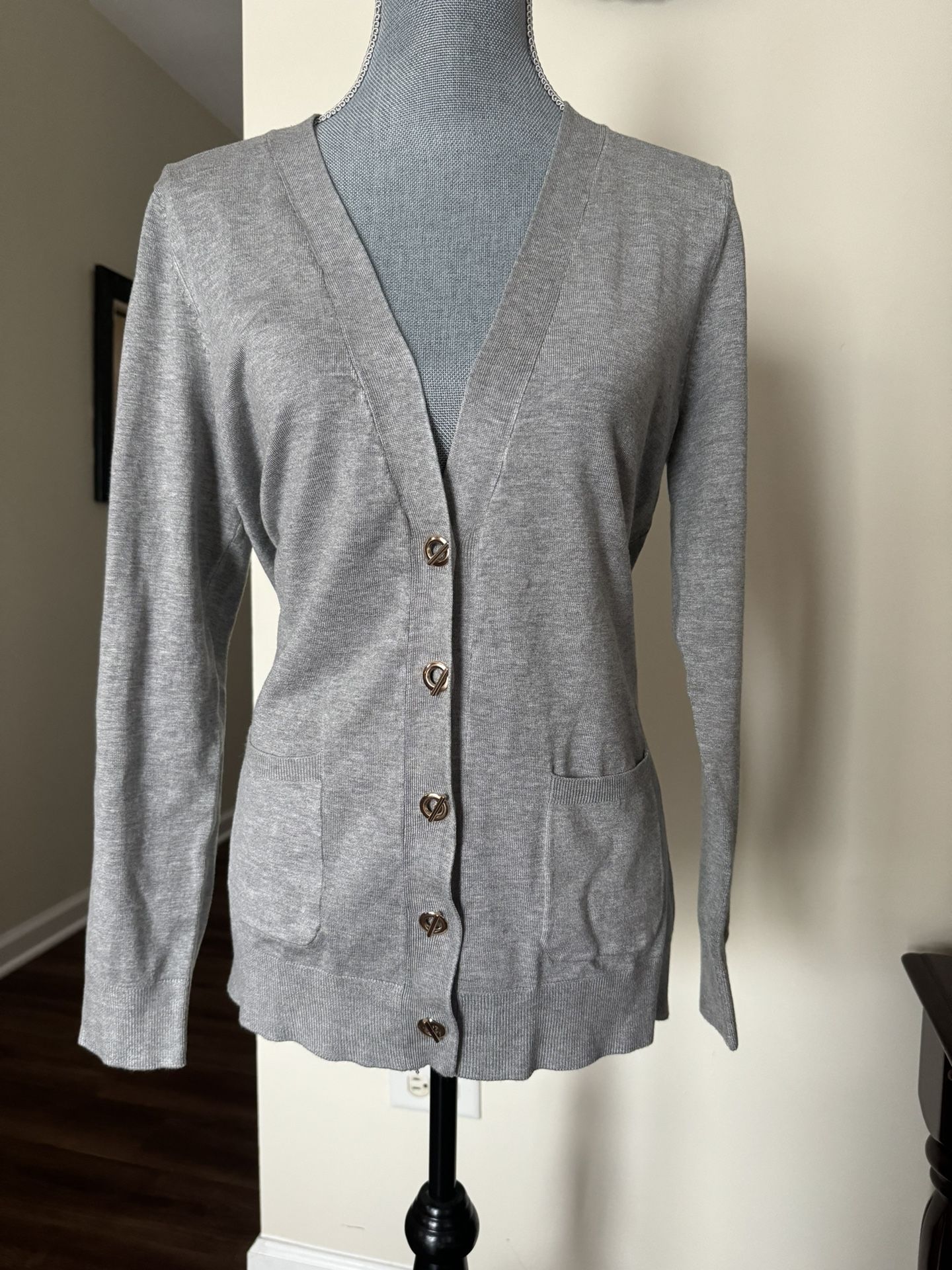 Ladies, Gray Cardigan, Size Large