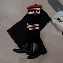 Givenchy Black Stretch Fabric and Rubber Storm Thigh High Boots Size 37