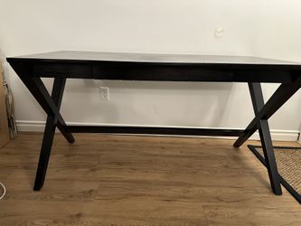 Crate&Barrel Spotlight Ebony X-Leg Desk 58”