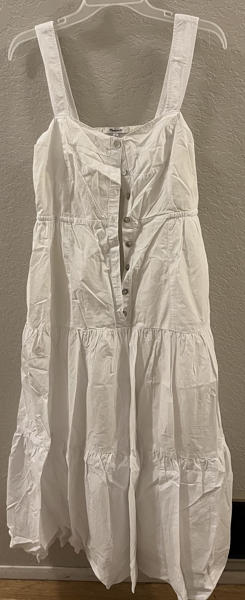 NEW Madewell White Tiered Sleeveless Midi Dress - Size 8 (NWT)