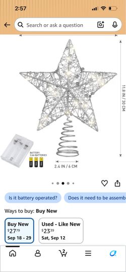 Glitter star Christmas tree topper